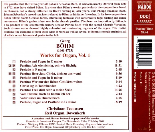 Georg Bohm: Orgelwerke Vol.1 [CD]