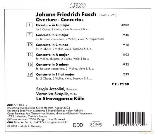 Johann Friedrich Fasch: Ouverturen und Konzerte [CD]