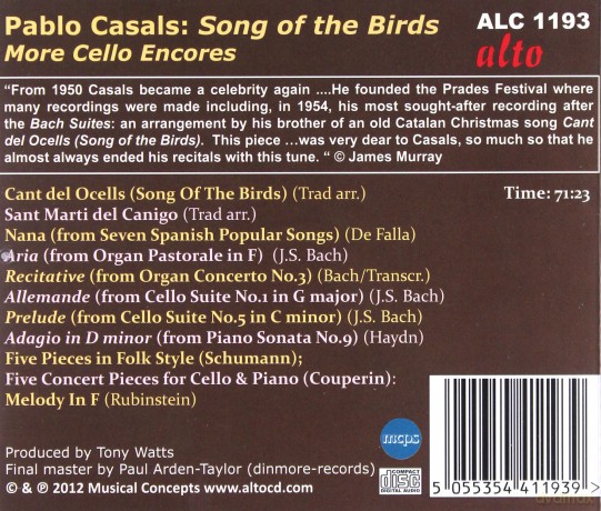 Pablo Casals - Song of the Birds [CD]
