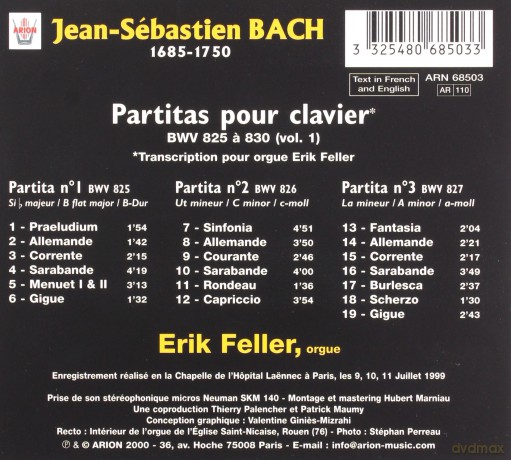 Johann Sebastian Bach: Partiten Vol.1 fur Orgel [CD]