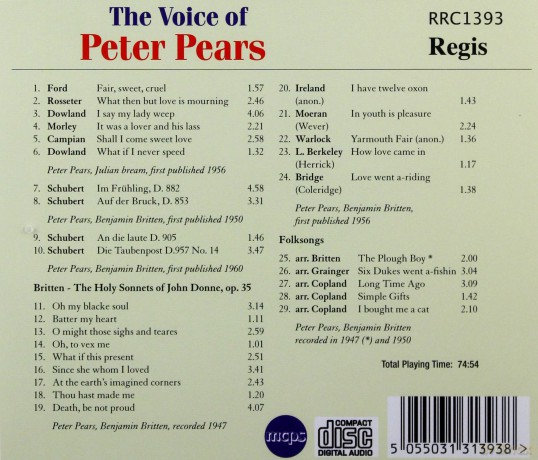 Peter Pears - The Voice of Peter Pears [CD]