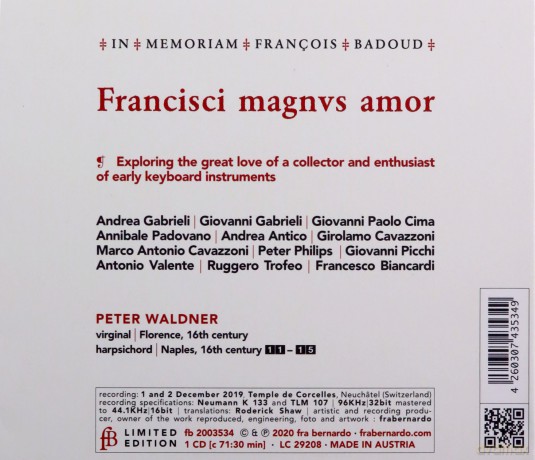Andrea Gabrieli: Peter Waldner - Francisci magnus amor [CD]