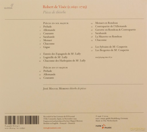 Robert de Visee: Pieces de Theorbe [CD]