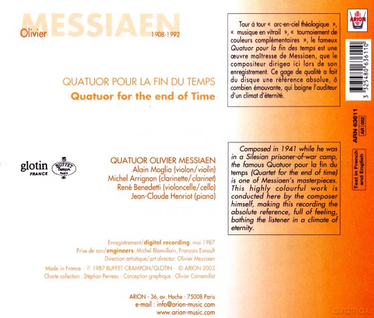 Olivier Messiaen: Quartett fur das Ende der Zeit [CD]