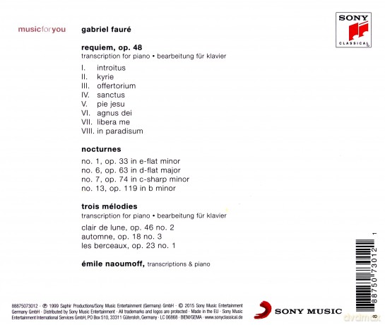 Gabriel Faure: Requiem op.48 fur Klavier [CD]