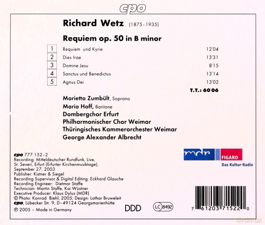 Richard Wetz: Requiem op.50 [CD]