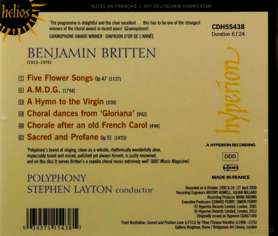 Benjamin Britten: Sacred and Profane op.91 [CD]