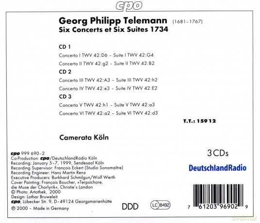 Georg Philipp Telemann: Six Concerts et Six Suites TWV 42 (1734) [3CD]
