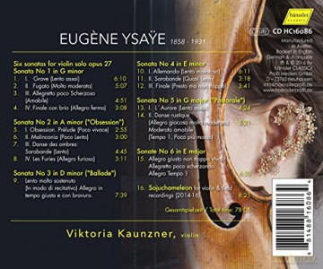 Eugene Ysaye: Sonaten fur Violine solo op.27 Nr.1-6 [CD]