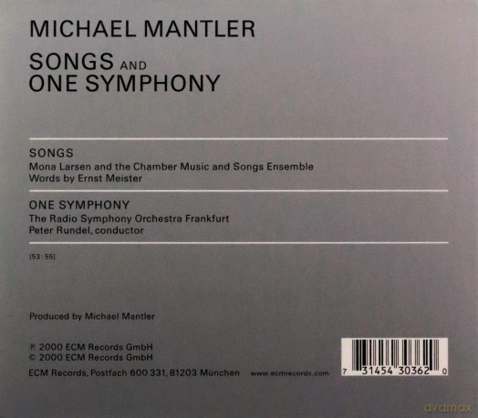 Michael Mantler: Songs And One Symphony [CD]