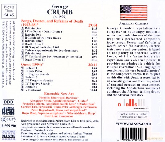 George Crumb: Songs,Drones and Refrains of Death [CD]