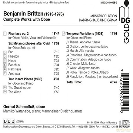 Benjamin Britten: Sss¤mtliche Kammermusik mit Oboe [CD]