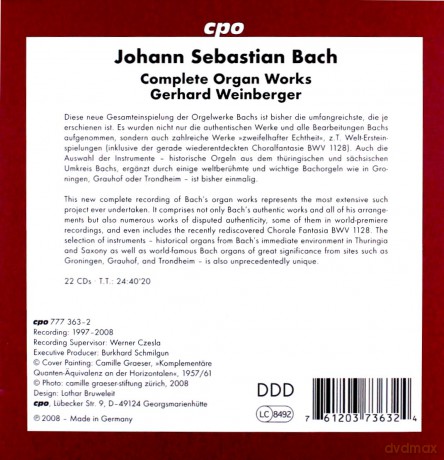 Johann Sebastian Bach: Sssmtliche Orgelwerke [22CD]