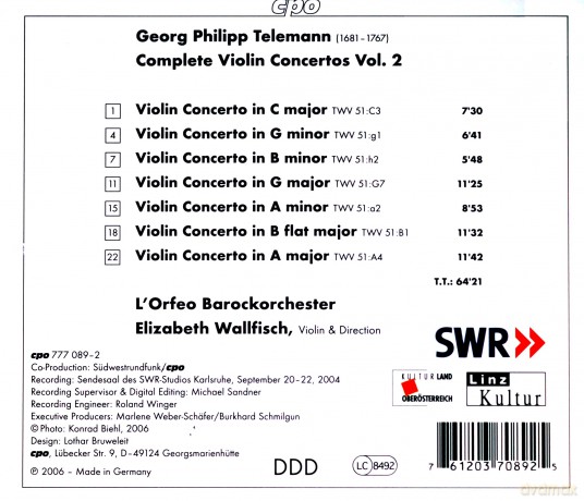 Georg Philipp Telemann: Sssmtliche Violinkonzerte Vol.2 [CD]