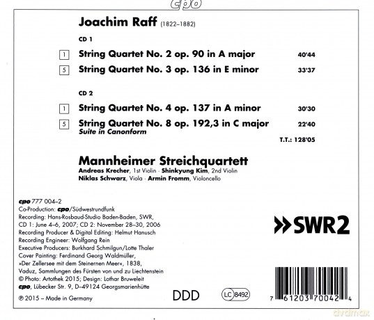 Joachim Raff: Streichquartette Nr. 2-4, 8 [2CD]