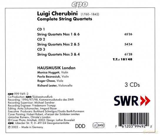 Luigi Cherubini: Streichquartette Nr.1-6 [3CD]