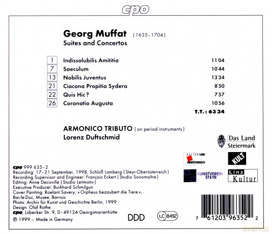 Georg Muffat: Suiten und Konzerte [CD]