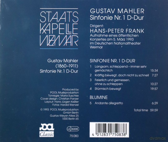 Gustav Mahler: Symphonie Nr.1 (mit dem Blumine-Satz) [CD]