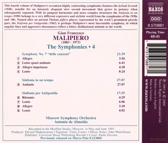 Gian Francesco Malipiero: Symphonie Nr.7 [CD]
