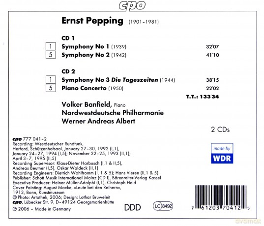 Ernst Pepping: Symphonien Nr.1-3 [2CD]