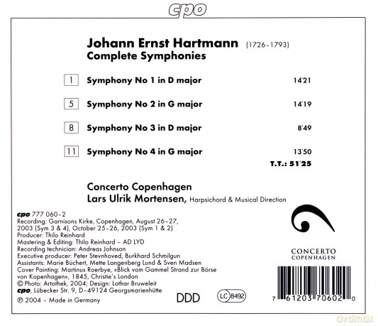 Johann Ernst Hartmann: Symphonien Nr.1-4 [CD]