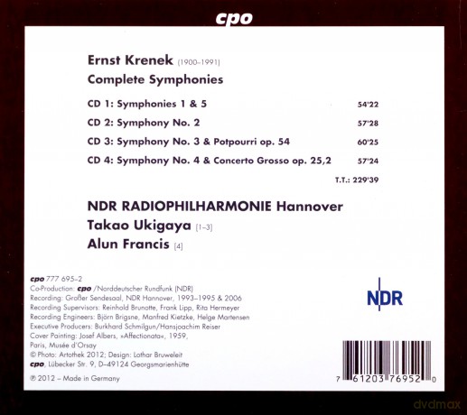 Ernst Krenek: Symphonien Nr.1-5 [4CD]