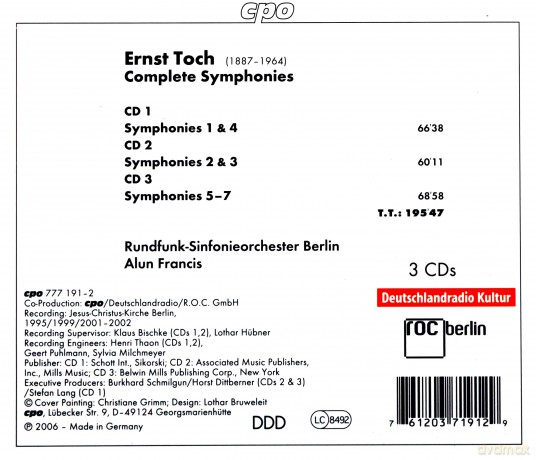 Ernst Toch: Symphonien Nr.1-7 [3CD]