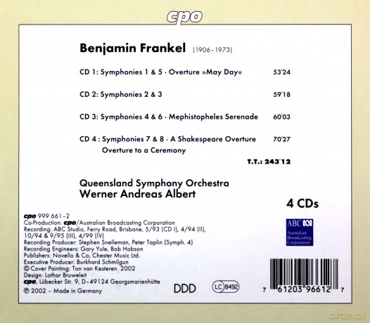 Benjamin Frankel: Symphonien Nr.1-8 [4CD]