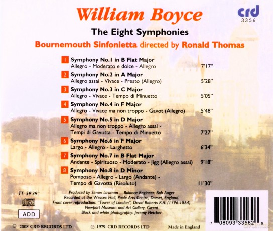 William Boyce: Symphonien op.2 Nr.1-8 [CD]