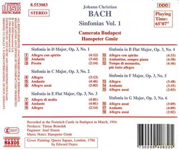 Johann Christian Bach: Symphonien Vol.1 [CD]