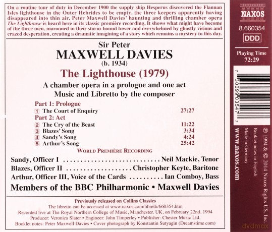Peter Maxwell Davies: The Lighthouse (Kammeroper) [CD]