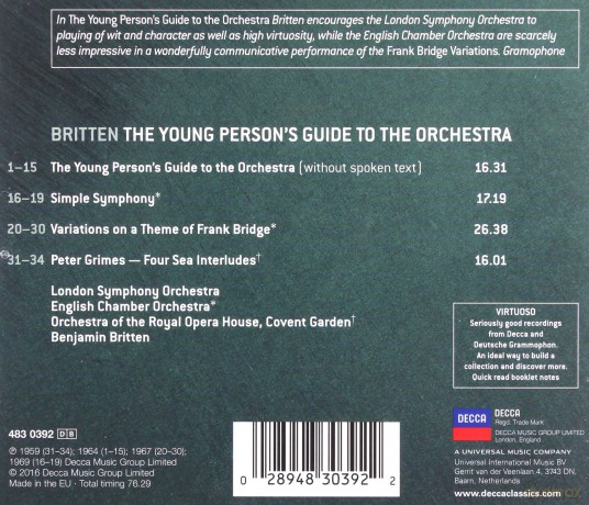 Benjamin Britten: The Young Persons Guide to the Orchestra [CD]