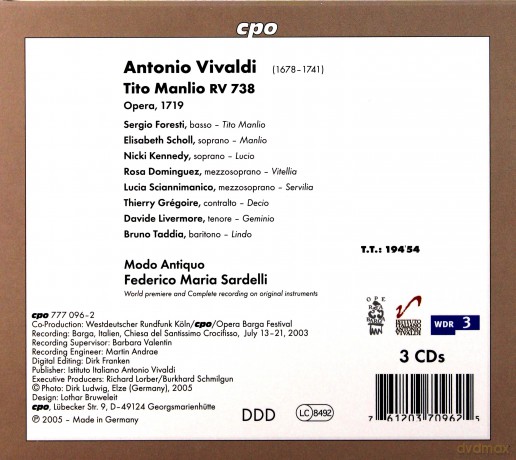 Antonio Vivaldi: Tito Manlio RV 738 [3CD]