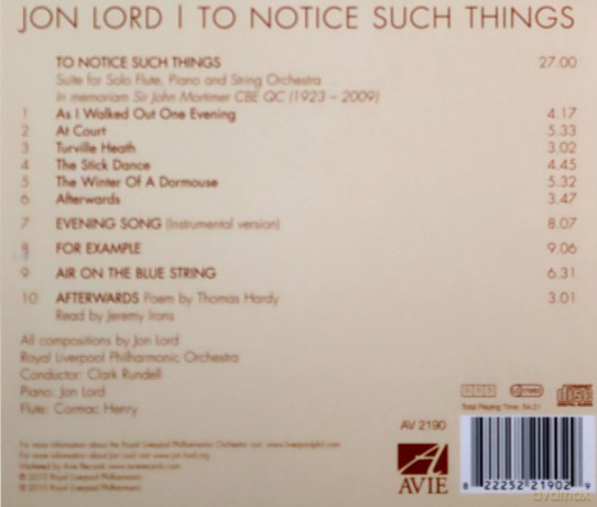 Jon Lord: To Notice Such Things [CD]