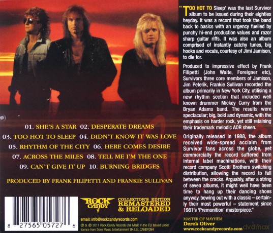 Survivor: Too Hot To Sleep [CD]
