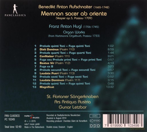 Benedict Anton Aufschnaiter: Vesper op.5 (Passau, 1709) [CD]