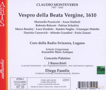 Claudio Monteverdi: Vespro della beata vergine [CD]