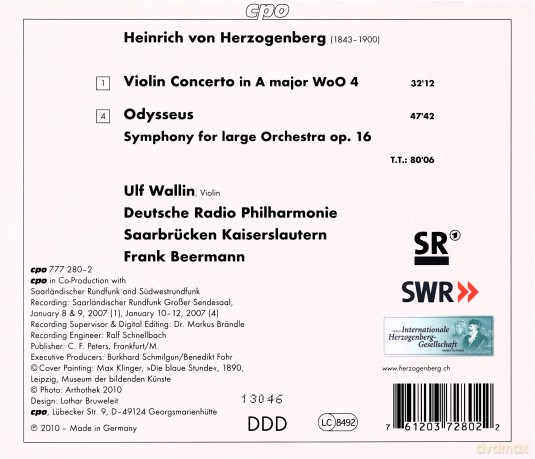 Heinrich von Herzogenberg: Violinkonzert A-Dur WoO 4 [CD]