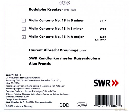Rodolphe Kreutzer: Violinkonzerte Nr.15,18,19 [CD]
