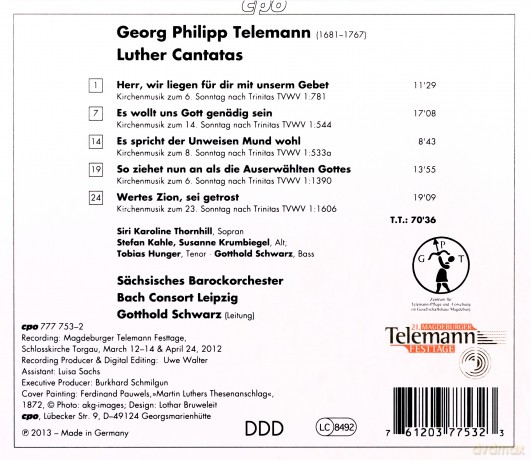Georg Philipp Telemann: Wertes Zion, sei getrost - Kantaten nach Luther [CD]
