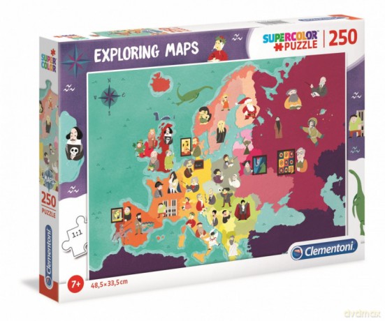 CLEMENTONI 250 el. Exploring Maps Great People in Europe [PUZZLE]