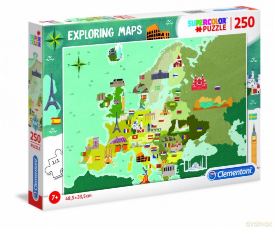 CLEMENTONI 250 el. Exploring Maps Great Places in Europe [PUZZLE]