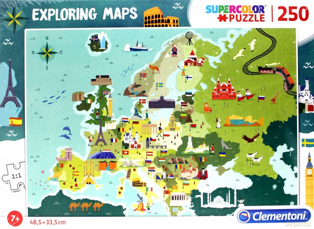 CLEMENTONI 250 el. Exploring Maps Great Places in Europe [PUZZLE]