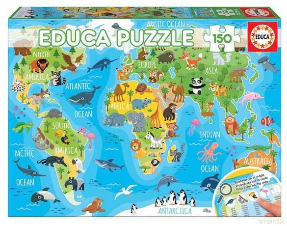 EDUCA 150 el. Globus zwierząt [PUZZLE]