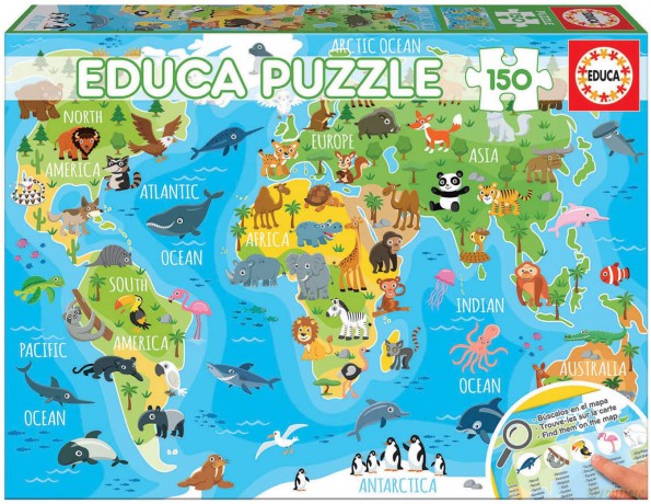 EDUCA 150 el. Globus zwierząt [PUZZLE]