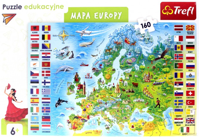 TREFL 160 el. Edukacyjne Mapa Europy [PUZZLE]