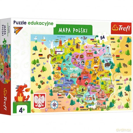 TREFL 54 el. Edukacyjne Mapa Polski [PUZZLE]
