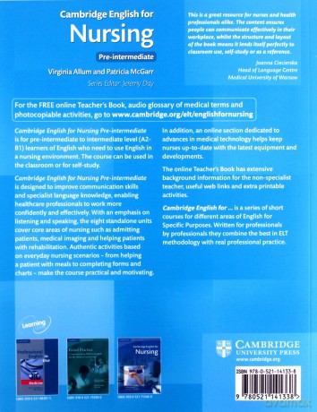 Cambridge English for Nursing Pre-intermediate - Virginia Allum, Patricia McGarr [KSIĄŻKA]