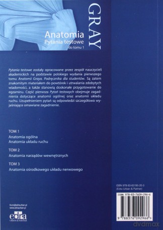 Gray Anatomia Pytania testowe do tomu 1 [KSIĄŻKA]
