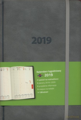 Kalendarz 2019 A5 tygodniowy LUX szary [KALENDARZ]